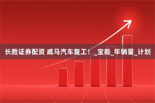 长胜证券配资 威马汽车复工！_宝能_年销量_计划