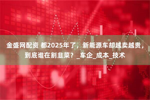 金盛网配资 都2025年了，新能源车却越卖越贵，到底谁在割韭菜？_车企_成本_技术