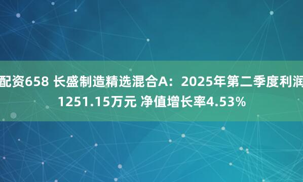 配资658 长盛制造精选混合A：2025年第二季度利润1251.15万元 净值增长率4.53%